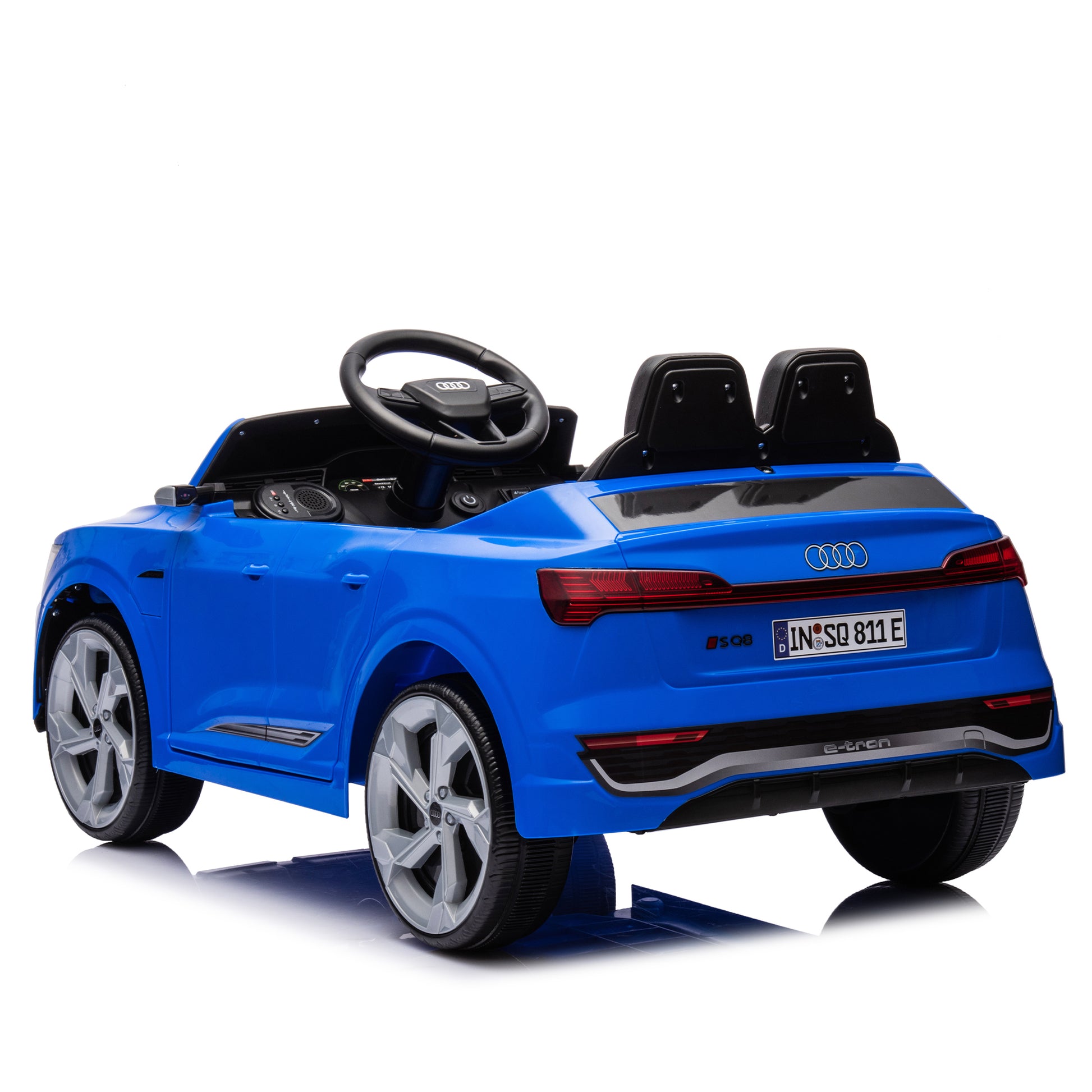 12V Kids Ride On Electric Car W Parents Remote Control,Licensed Audi Sq8 For Kids,Dual Drive,Suspension,Hanging Start,Three Speed Adjustable Music,Volume Control,Led Lights For Kids Aged 3 6. Blue 50 99 Lbs Polypropylene