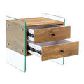 Double Drawer Bedside Table. The Board Surface Is Mdf Sticker, And Both Sides Are Transparent Tempered Glass. The Design Is Simple And Elegant, With Excellent Storage Functions. Wood 2 Drawers Mdf Glass