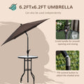 Outsunny 4 Piece Outdoor Patio Dining Furniture Set, 2 Folding Chairs, Adjustable Angle Umbrella, Wave Textured Tempered Glass Dinner Table, Beige Beige Steel