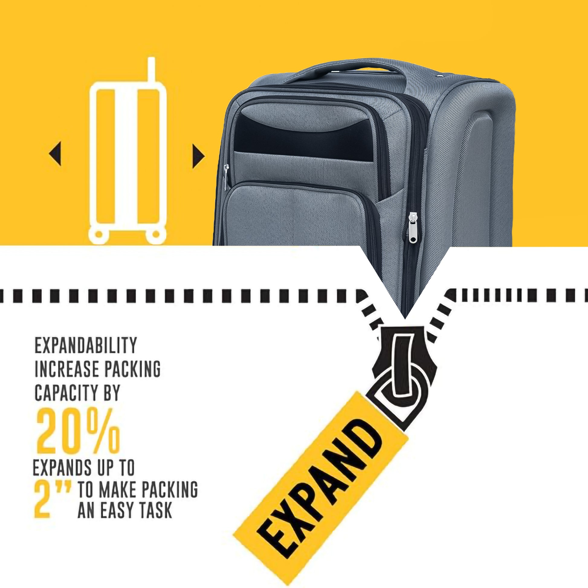 Luggage 2 Piece Backpack Set Gray No Password Lock Gray Fabric Metal