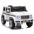 Aosom 12V Kids Electric Car, Mercedes Benz G500 Licensed Battery Powered Ride On Truck For Kids With Remote Control, Headlights, Music, Suspension & Storage For Boys And Girls, White White Plastic