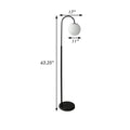 63 Inch Modern Metal Floor Lamp, Frosted Glass Globe Shade, Black, White Black White Metal