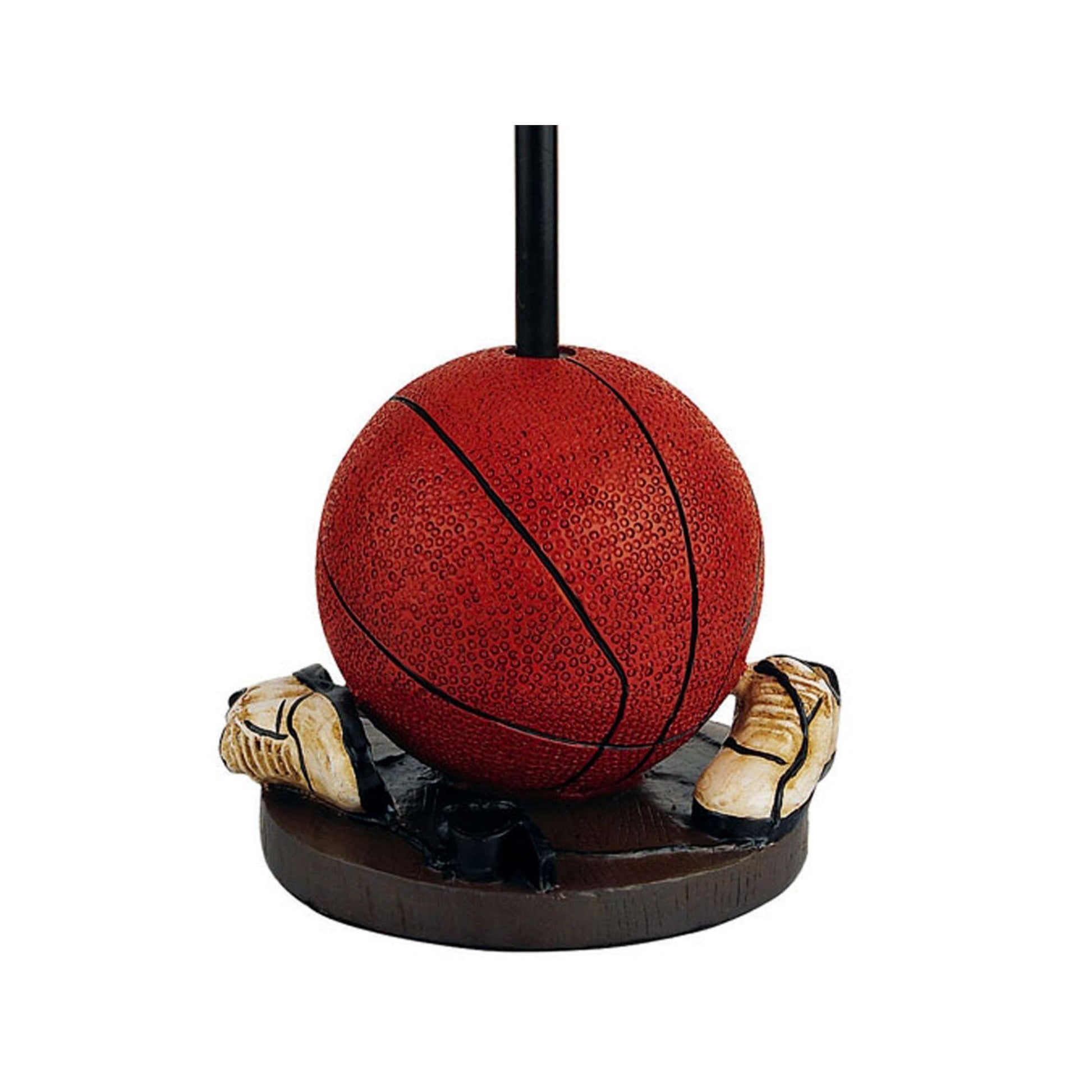 15" Tall Polyresin Accent Table Lamp, Basketball Shaped, Cone Linen Shade Multicolor Polyresin