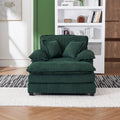 56.3 Inch Corduroy Single Sofa With 2 Toss Pillows And A Ottoman ,Comfy Sofa Deep Seat Couch For Living Room Green Foam 1 Seat