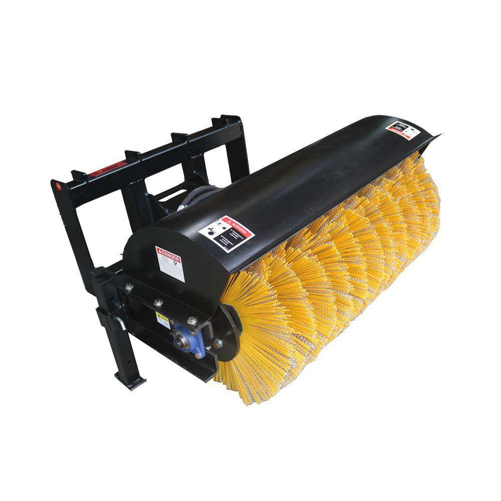 44" Small Skid Steer Hydraulic Rotary Angle Broom Sweeper, Standard Flow, Bi Directional, 22" Brush Diameter Black Steel