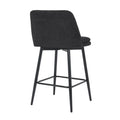 Counter Height Swivel Bar Stools Set Of 2, 360 Swivel Upholstered Barstools With Back And Metal Legs, 25.6