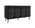 4 Door Cabinet, Sideboard Accent Cabinet, Storage Cabinet For Living Room, Hallway Entryway Kitchen Black Mdf