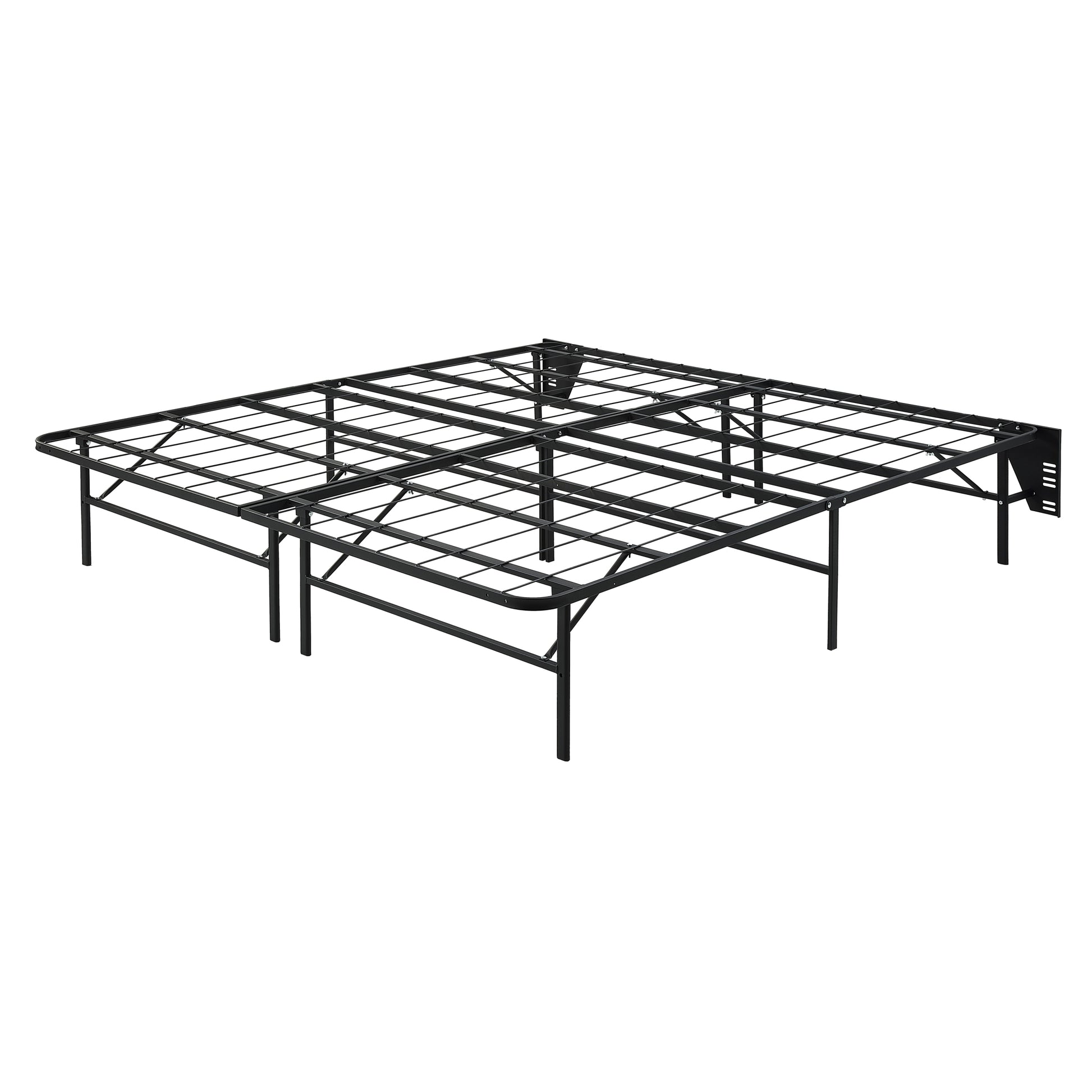 Black Metal Platform Foldable Bed Frame Eastern King Size, Toolless High Profile Design King Black Metal Bedroom Bed Frame Metal