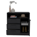 Omaha Dresser Multi Storage Compact Unit With Spacious 3 Drawers And Cabinet Black Black Particle Board