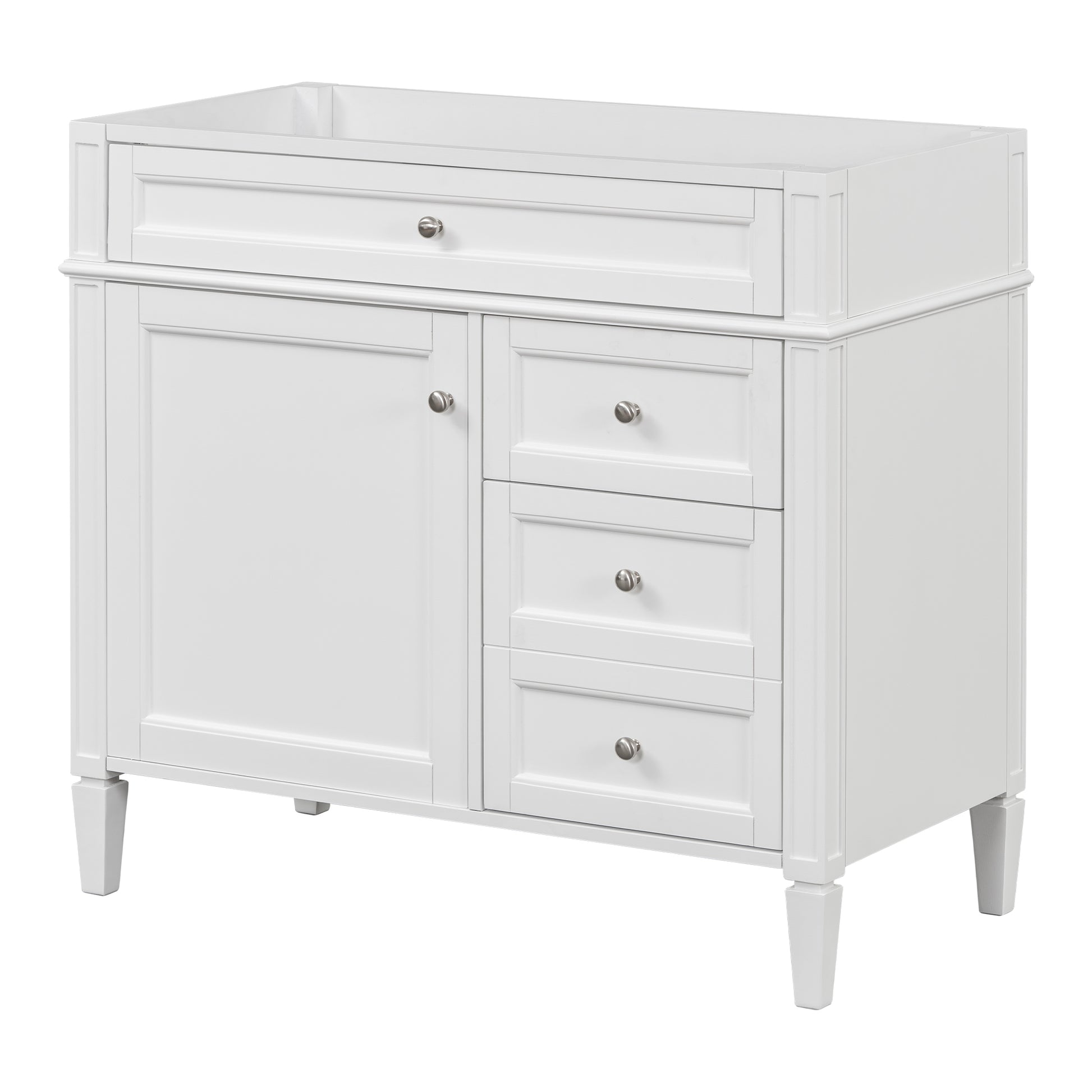 36'' Bathroom Vanity Without Top Sink, Modern Bathroom Storage Cabinet With 2 Drawers And A Tip Out Drawer, Solid Wood Frame Not Include Basin Sink White Bathroom Solid Wood Mdf