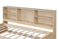 Twin Size Bed Frame With Side Bookshelves, Two Drawers, And Built In Usb Port For Natural Color Box Spring Not Required Twin Natural Bedroom Bookcase Particle Board,Plywood,Rubber Wood