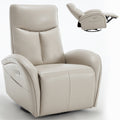 Beige Grey Leatheraire Swivel And Rocker Power Recliner Chair With Lumbar Support, Max Swivel Degree 270 , Heavy Duty Motion Mechanism With Usb And Type C Ports Beige Grey Faux Leather Power Push Button Metal Primary Living Space Medium Firm Pillow Back