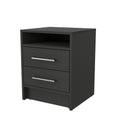 Philadelphia Nightstand, Two Drawers, Concealed Shelf Black 2 Drawers Bedroom Modern Storage Melamine Particle Board