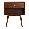 Mid Century Modern Single Drawer Solid Wood Nightstand Walnut Walnut Pine