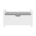 Kids Toy Box Chest, White Rubber Wood Toy Box For Boys Girls, Large Storage Cabinet With Cushion Seat Bench Flip Top Lid Safety Hinge, Toy Storage Organizer Trunk For Nursery, Playroom White Mdf