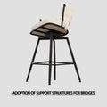 Bar Chair Suede Woven Bar Stool Set Of 4,Black Legs Barstools No Adjustable Kitchen Island Chairs,360 Swivel Bar Stools Upholstered Bar Chair Counter Stool Arm Chairs With Back Footrest, White Metal White Kitchen Dining Chairs Foam Technical Leather