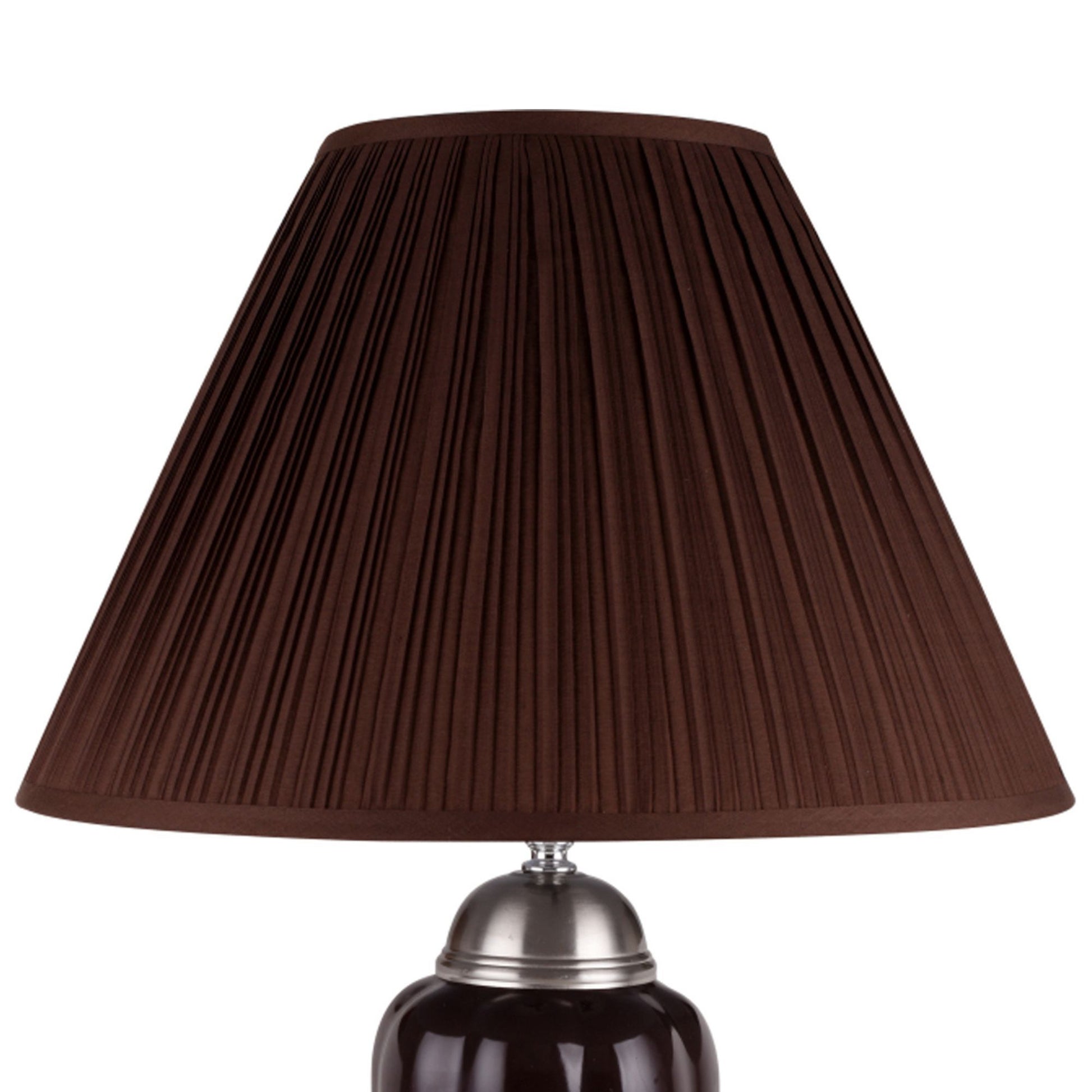 27" Tall Ceramic Table Lamp, Urn Shaped W Silver And Espresso Finish, Shade Multicolor Ceramic