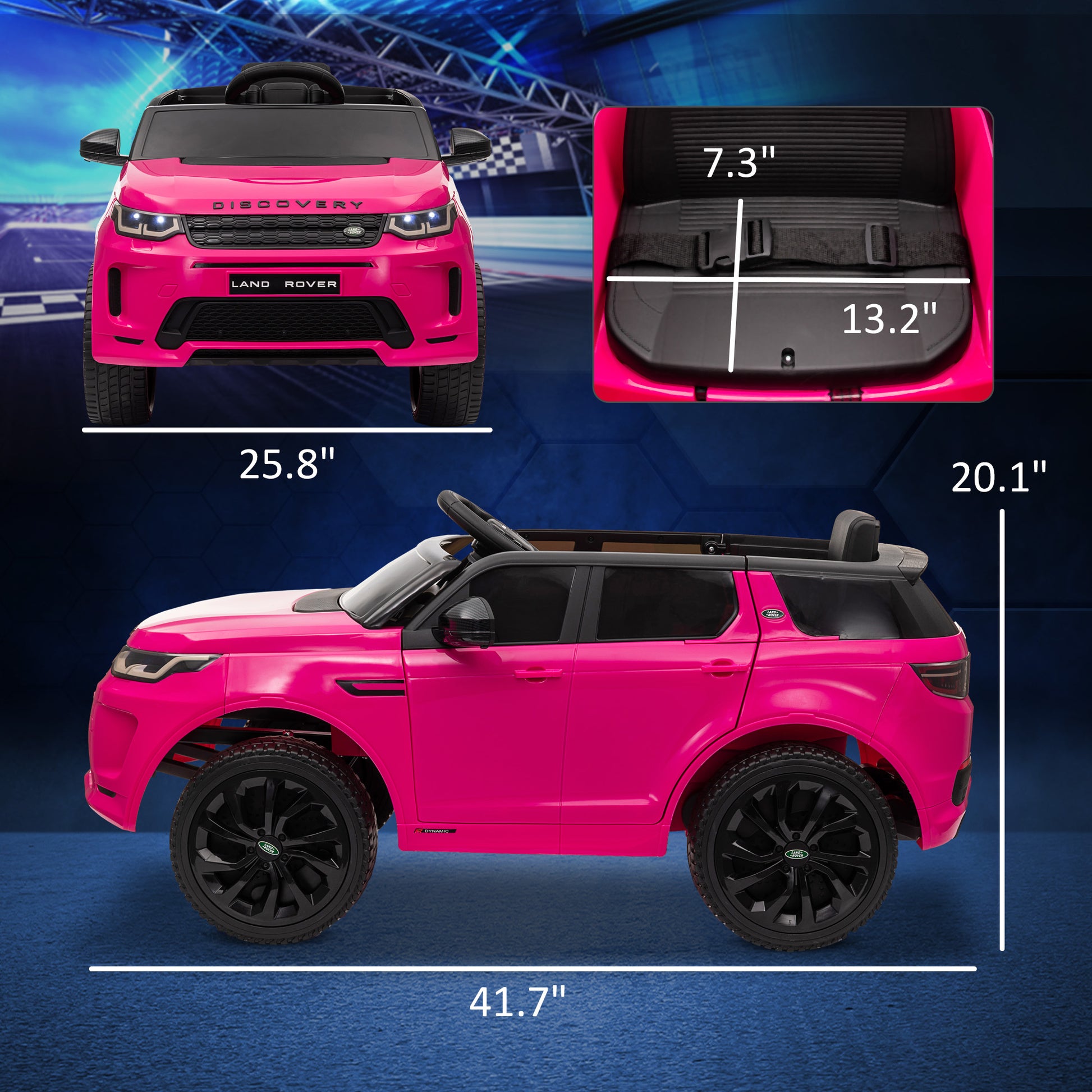 Qaba Land Rover Discovery Sport Licensed 12V Kids Ride On Car, Battery Powered Kids Electric Car With Remote Control, Soft Start, Led Lights, Music Horn, 3 Speeds, Pink Pink Plastic