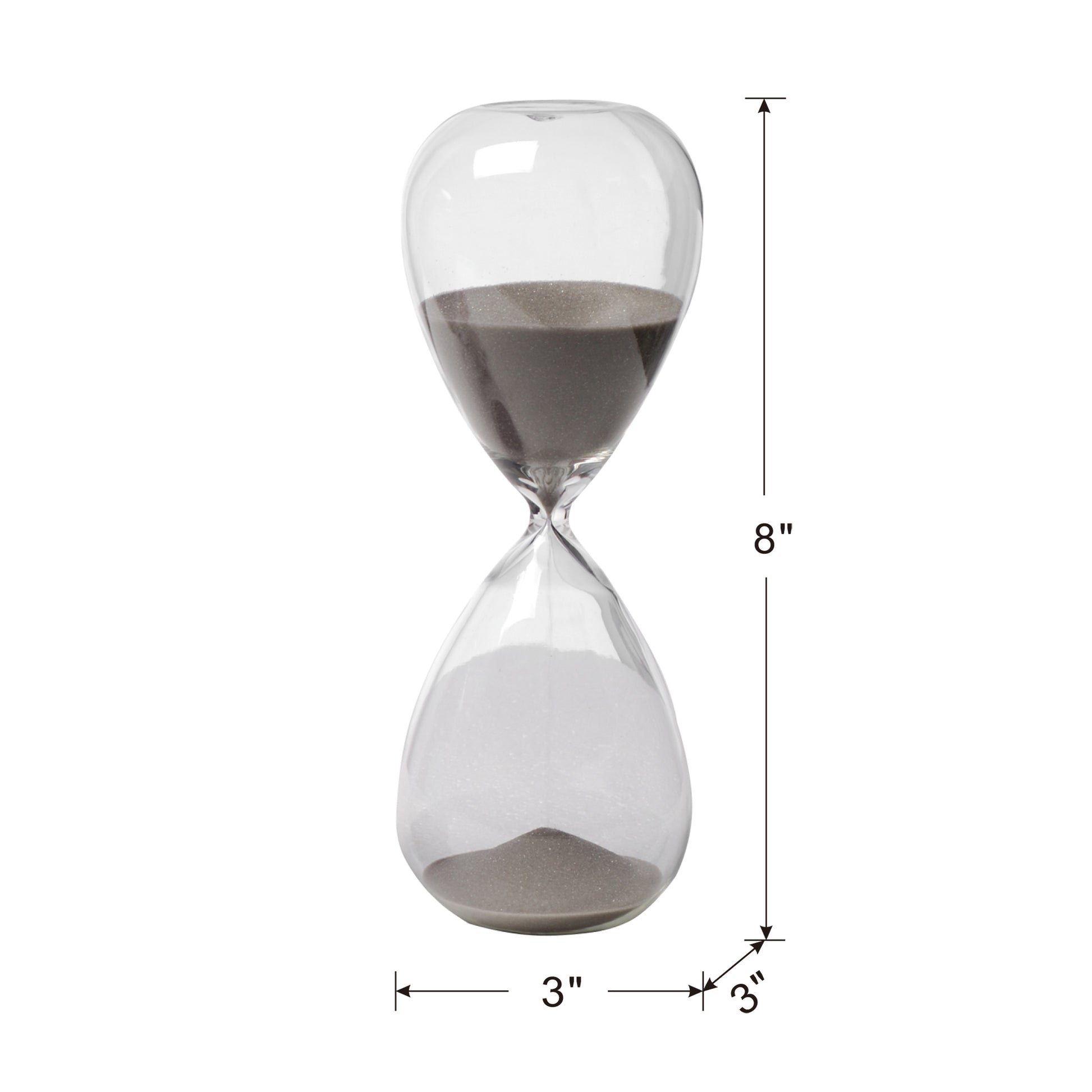 8" Ferdinand 30 Minute Hourglass, Gray Sand Gray Glass