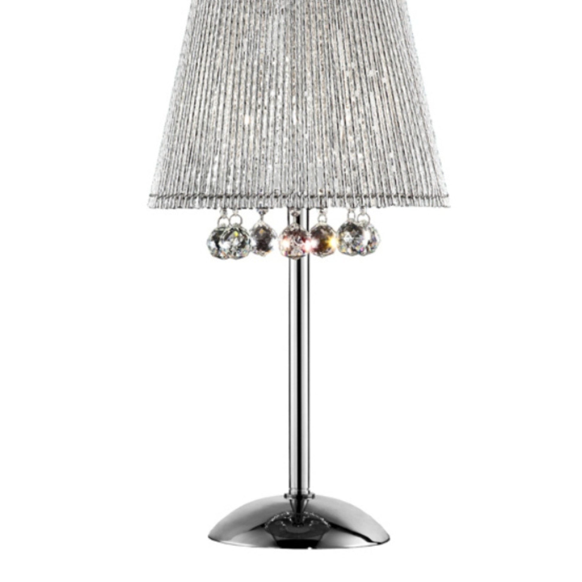 27.5" Tall Table Lamp" Dreamer", Silver And Crystal Accents, Silver Shade Silver Metal