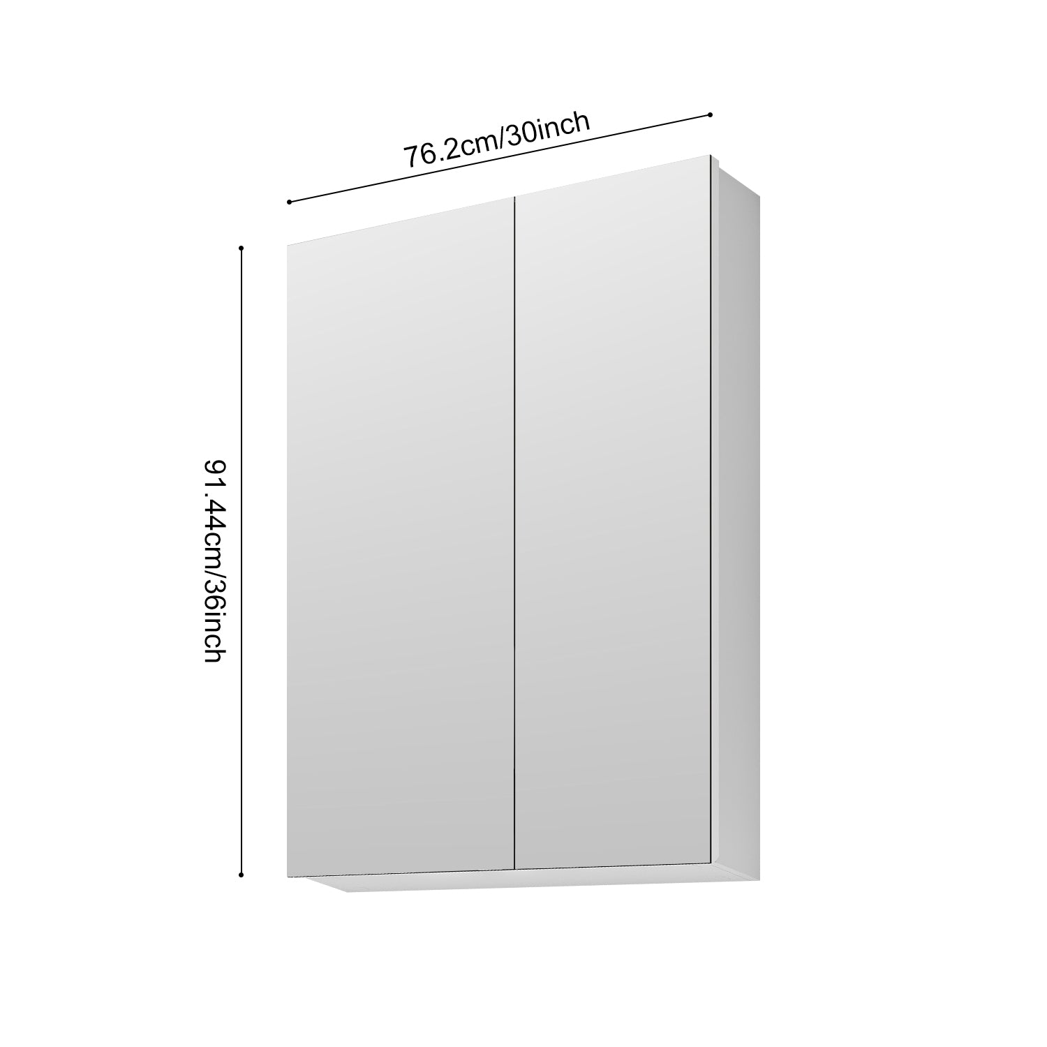 30'' W X 36'' H Bathroom Mirror Medicine Cabinet Wooden Door Medicine Cabinets For Bathroom, Wall Mounted Recessed Or Surface, Bathroom Mirror With Storage White Engineered Wood