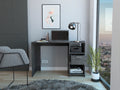 Omma Computer Desk, One Drawer, Two Shelves Grey Computer Desk Office Modern Freestanding Rectangular Open Storage Desk Rectangular Particle Board Engineered Wood