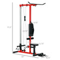 Soozier Cable Machine, Lat Machine With High And Low Pulley Stations, Cable Row Machine With Adjustable Seat And Flip Up Footplate, For Home Gym, Black And Red Black Red Steel