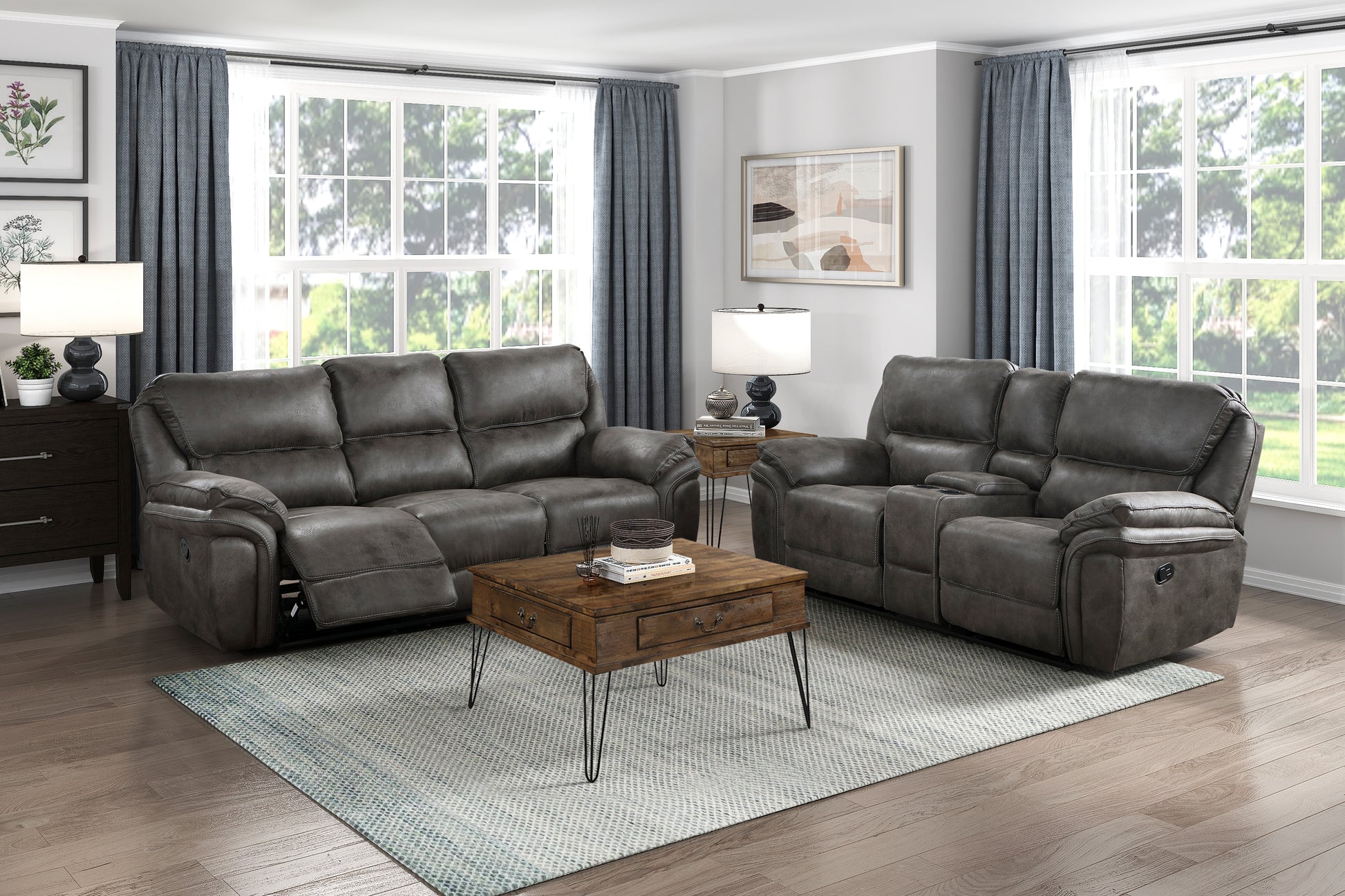 Plush Modern Design Living Room Reclining Sofa Gray Microfiber Upholstery Solid Wood Frame Furniture 1Pc Gray Microfiber Wood Primary Living Space Modern Plywood,Solid Wood 3 Seat