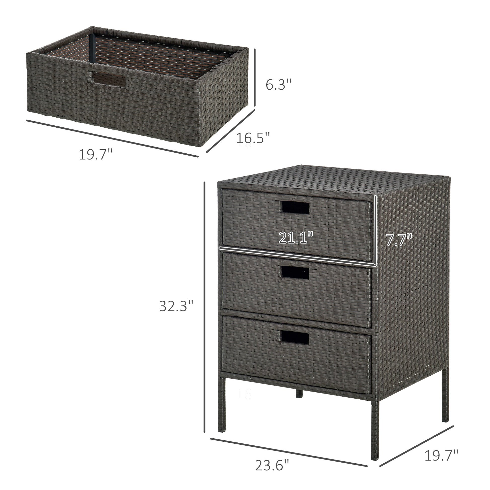 Outsunny Outdoor Towel Cabinet, Pe Rattan Pool Storage Organizer, Freestanding Outdoor Towel Rack For Pool With 3 Drawers And Weather Safe Material, Brown Brown Rattan