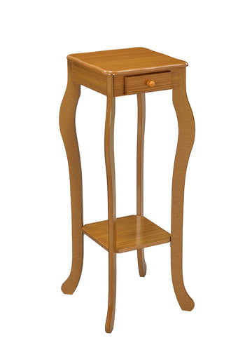 32.5" Tall Wooden Flower Plant Stand With Drawer, Oak Finish Oak Wood