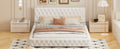 Queen Size Upholstered Bed With Tufted Headboard, Modern Velvet Platform Bedno Box Spring Required, White Queen White Solid Wood Mdf