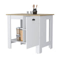 Lander Kitchen Island With Single Door And Lower Open Shelf Multicolor Kitchen Contemporary Rectangular Melamine Engineered Wood Medium 40 55In