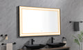 72 X 48 Inch Led Bathroom Mirror With Aluminum Frame, Wall Mounted Vanity Mirror, Anti Fog, Memory, 3 Colors, Stepless Dimmable Matte Black Aluminium,Glass