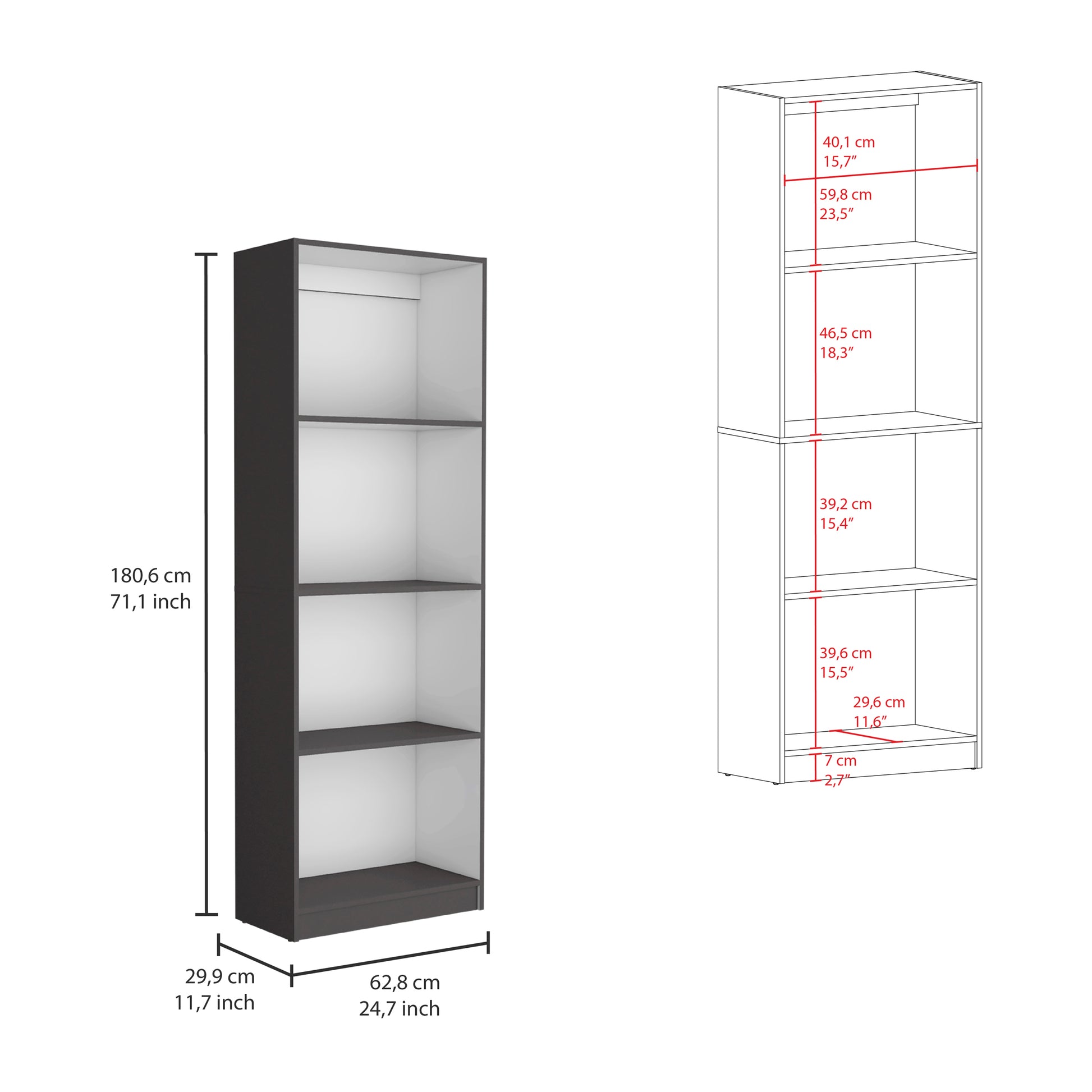 Bartow 3 Piece Home Bookcase Set, 74" Wide With 14 Shelvesliving Room Set Set Matt Gray White Freestanding 5 Or More Shelves Multicolor Office Open Storage Space Modern Particle Board