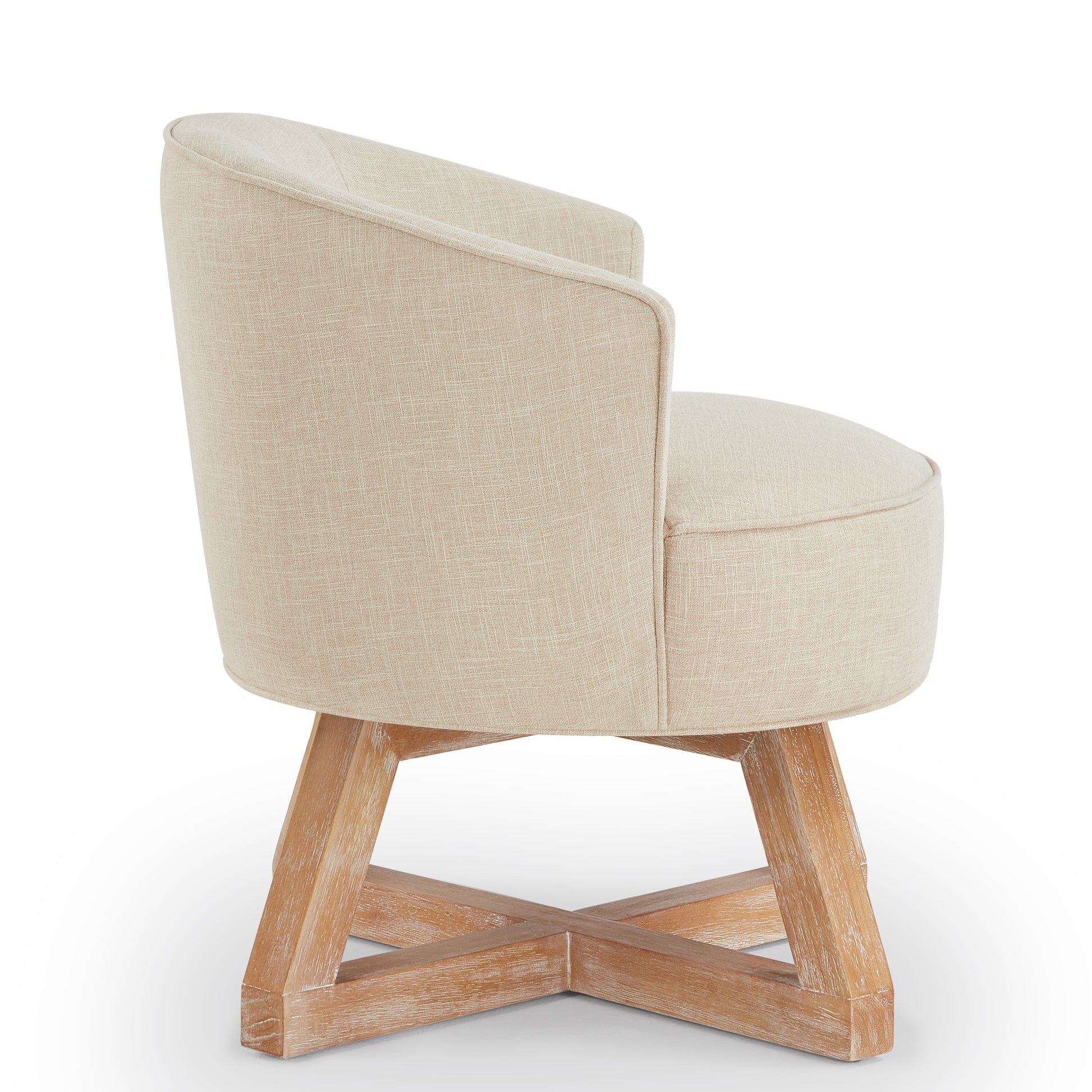 Swivel Chair With Cross Shaped Wooden Base,Lounge Chair With Solid Wood Legs, 360 Freely Swivel Chairclassic Linen Fabric For Living Room, Bedroom, Office, Dresser Beige Beige Primary Living Space American Design,Artsy,Casual,Classic,Modern Rubberwood