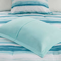 8 Piece Printed Seersucker Comforter And Quilt Set Collection Aqua Full Queen Full Aqua Polyester