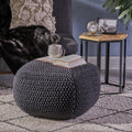 Hollis Knitted Cotton Pouf Cube 20 X 20 X 16 Pouf Dark Grey Cotton