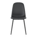 Modern Minimalist Black Dining Chair Set Four Chairs Per Box, Stable And Comfortable.Modern Mid Century Style Upholstered Side Chairs,Spoon Shaped Chairs With Black Metal Legs. Black Metal,Pu