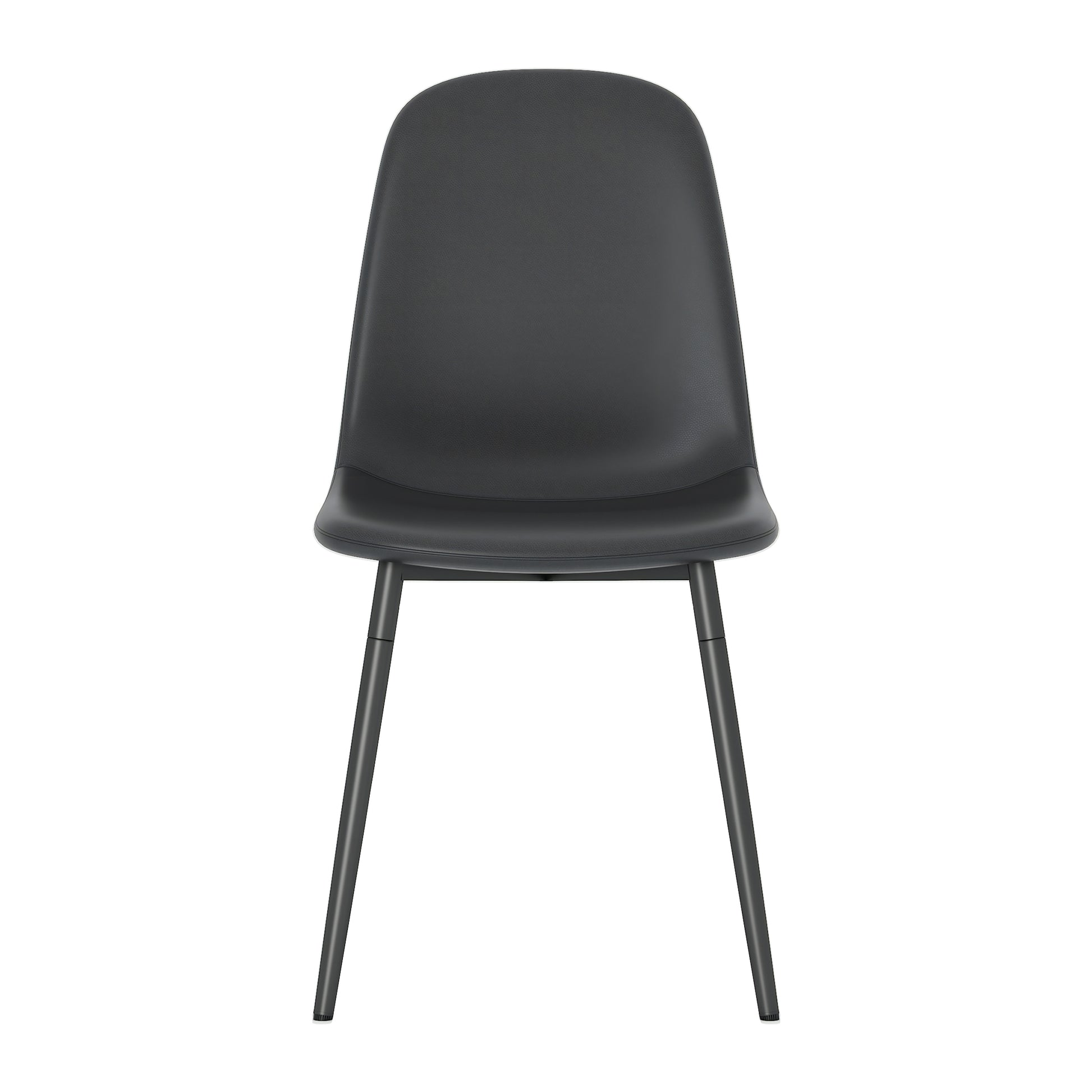 Modern Minimalist Black Dining Chair Set Four Chairs Per Box, Stable And Comfortable.Modern Mid Century Style Upholstered Side Chairs,Spoon Shaped Chairs With Black Metal Legs. Black Metal,Pu