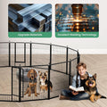 Dog Playpen 24 Inch 8 Panels, Heavy Duty Metal Pet Playpen Indoor Outdoor For Camping, Yard, Rv, Garden Fence, Privacy Patio, Black Black Metal