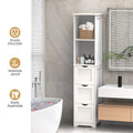 Bathroom Tall Storage Cabinet, Slim Free Standing Cabinet With 3 Drawers And 2 Shelves,Floor Cabinet For Small Space, 11.8