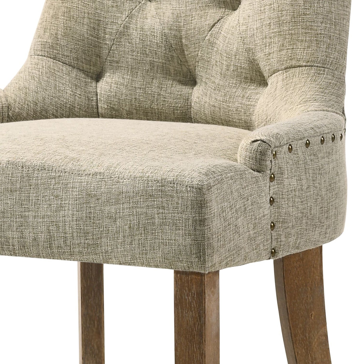 Yotam Beige Fabric & Salvaged Oak Finish Side Chair Set Of 2 Beige,Oak Fabric,Synthetic Wood