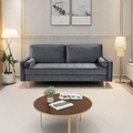 Sofa Simple Small House Double Three Person Straight Row American Retro Green Velvet Furniture Fabric Sofa Small Living Room Bedroom Office Grey Solid Wood 3 Seat