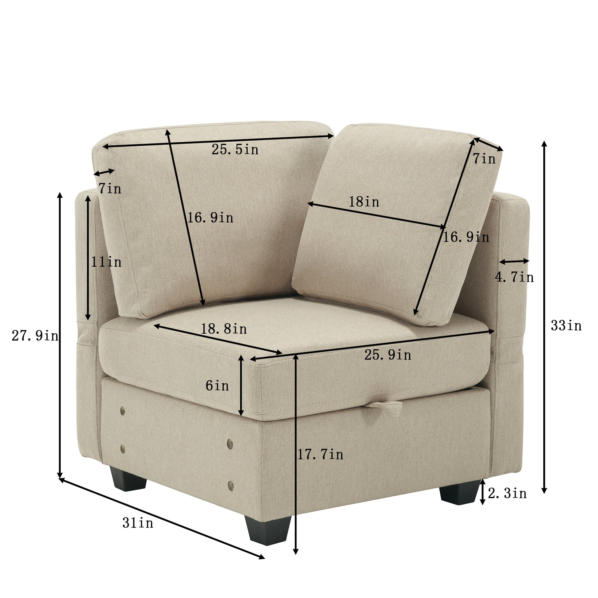 Modular Sectional Sofa Couch Bed With Storage 6 Seater, Sleeper Sofa Bed Couch With Reversible Chaise Ottomans, Adjustable Arms And Backs Beige Beige Polyester 3 Seat