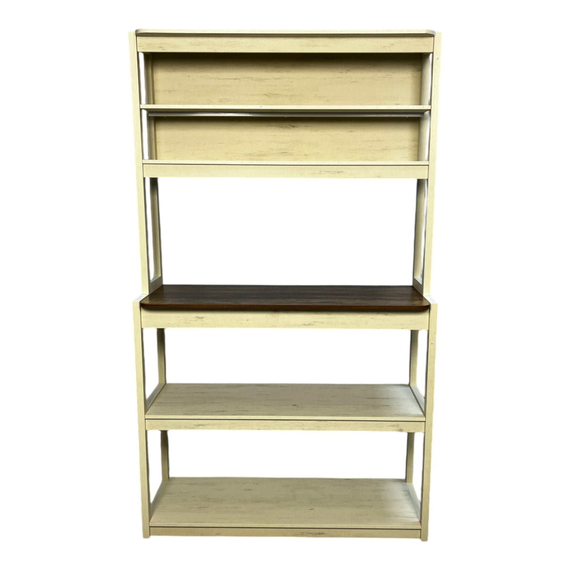 39.37" White And Rustic Brown Color 5 Tier Bakers Rack For Kitchen With Storage, Coffee Bar, Kitchen Shelves, Microwave Stand Brown White Particle Board