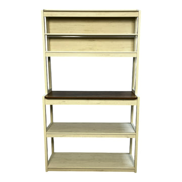 39.37" White And Rustic Brown Color 5 Tier Bakers Rack For Kitchen With Storage, Coffee Bar, Kitchen Shelves, Microwave Stand Brown White Particle Board