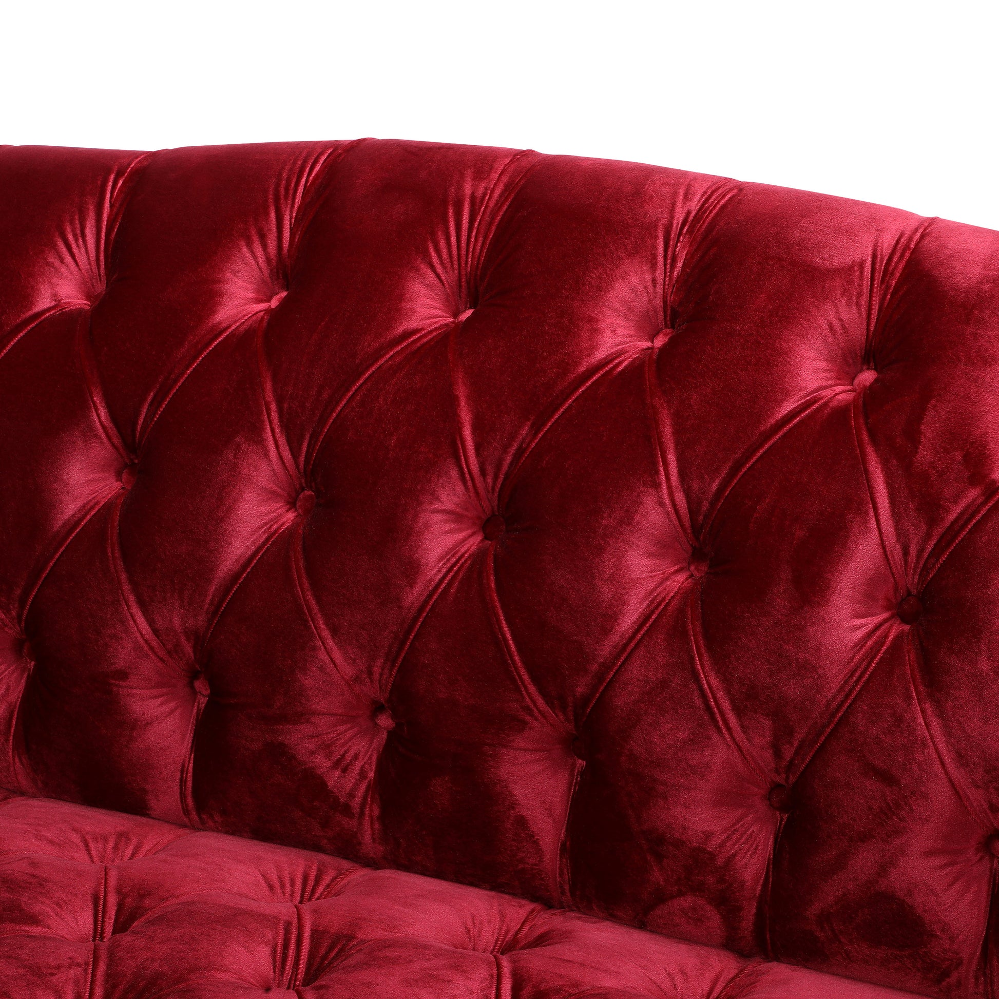 Comfy 3 Seat Sofa With Wooden Legs, Pu, For Living Room And Study Wine Red Velvet 3 Seat