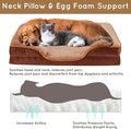28'' Orthopedic Dog Bed For Medium Dog, Memory Foam Dog Bed, Egg Crate Foam Dog Couch Bed With Washable Removable Cover, Brown Brown Faux Fur