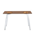 1 Table And 4 Chairs, Brown Tempered Glass Tabletop And Silver Metal Legs, Modern Minimalist Style Rectangular Glass Dining Table, Paired With 4 Modern Silver Metal Leg Chairs. 1123C 1162 Brown Seats 4 Glass