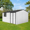 Metal Garden Sheds 10Ftx12Ft Outdoor White Black With Window White Black Metal